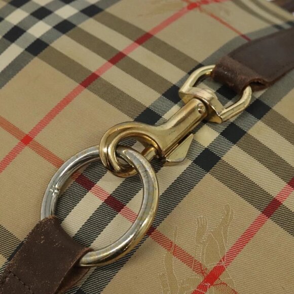 Burberrys Nova Check Shoulder Bag Canvas Beige Gold Auth 117545 - Picture 4 of 15